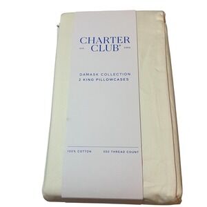 Charter Club Damask 550 TC King Pillowcase Set 2pc Cotton Natural Cream India